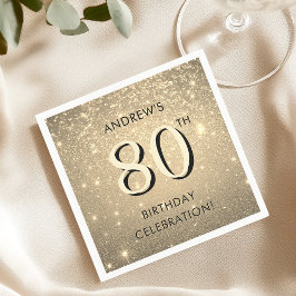 Serviette En Papier Elégant Gold 80e anniversaire