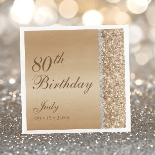 Serviette En Papier Elégant Gold 80e anniversaire