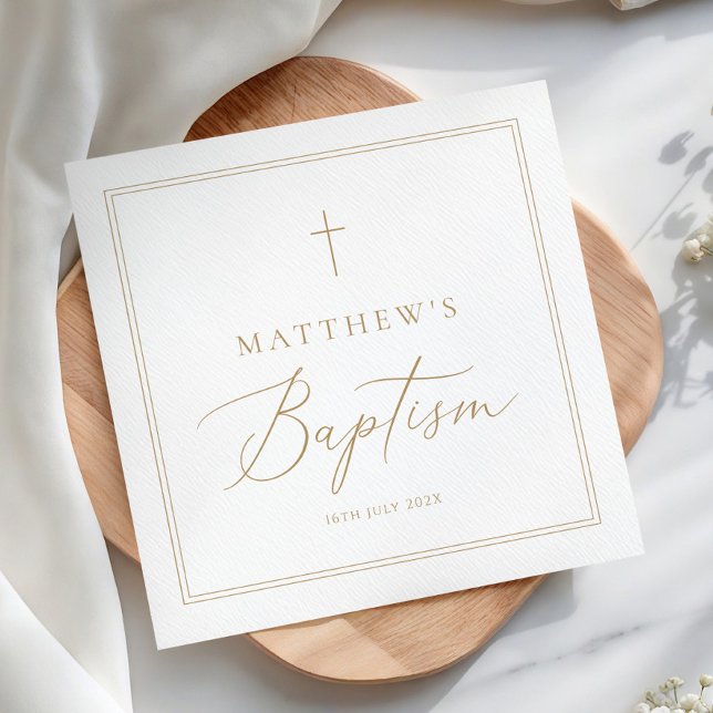 Serviette En Papier Elegant Gold Calligraphy Baptism (Créateur téléchargé)