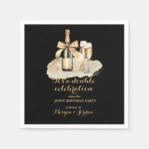 Serviette En Papier Elégant Gold Double Célébration Anniversaire conjo