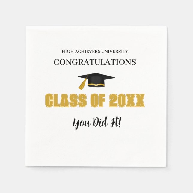 Serviette En Papier Élégant Gold Graduation Table Napkin (Devant)
