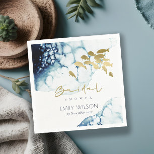 SERVIETTE EN PAPIER ELÉGANT GOLD NAVY SOUS-MARINE FÊTE DES MARIÉES POI