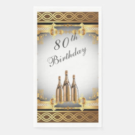 Serviette En Papier Elégant Gold Rim 80e fête d'anniversaire