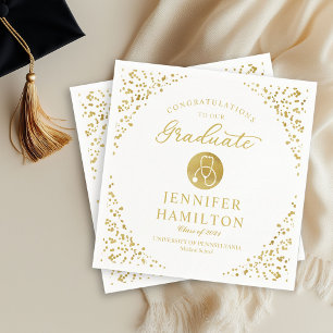 Serviette En Papier Élégant Gold White Nurse Docteur Docteur