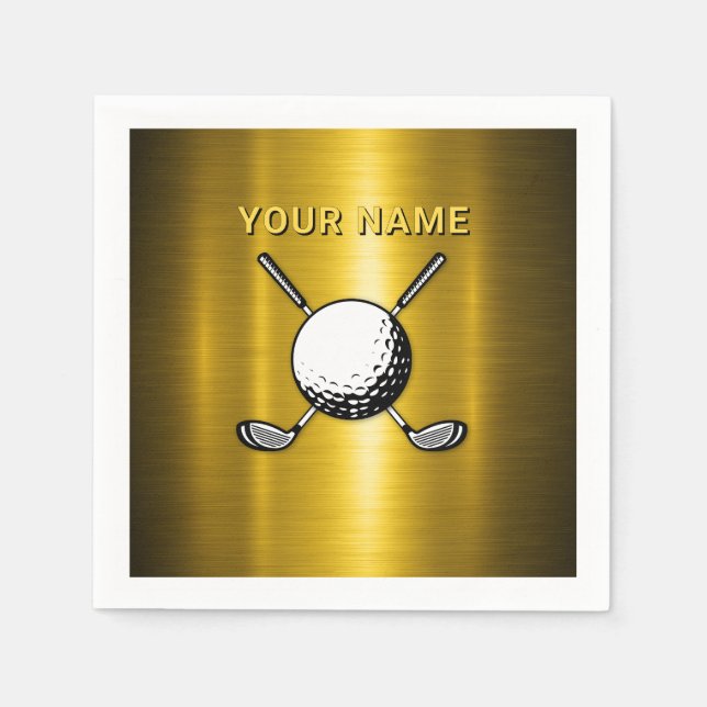 Serviette En Papier Elegant Golf Nom personnalisé Design (Devant)