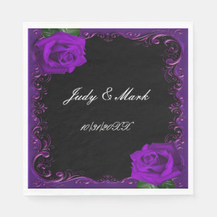 Serviette En Papier Élégant Goth Purple Rose Papier serviettes