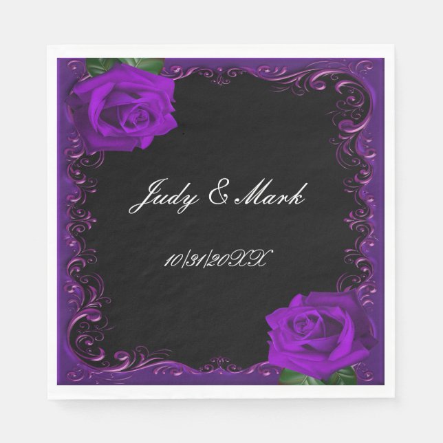 Serviette En Papier Élégant Goth Purple Rose Papier serviettes (Devant)