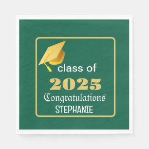 Serviette En Papier Élégant Graduation 2025 Blue Gold Personnalisé