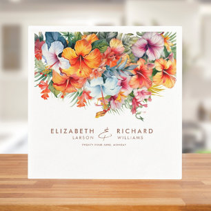 Serviette En Papier Élégant Hibiscus Fleur Tropical Floral Mariage