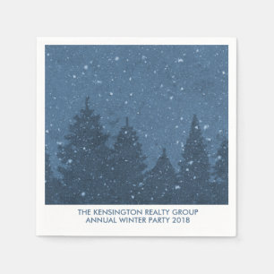 Serviette En Papier Élégant hiver Neige Arbres Entreprise Vacances