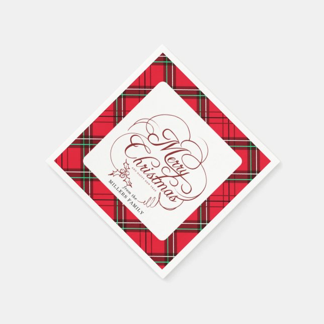 Serviette En Papier Elegant Holly Joyeux Noël (Coin)