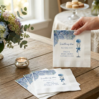 Serviette En Papier Élégant Hydrangea Floral Bleu pour une Fête
