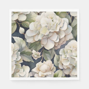 Serviette En Papier Elégant ivoire rose marine couleur aquarelle fleur