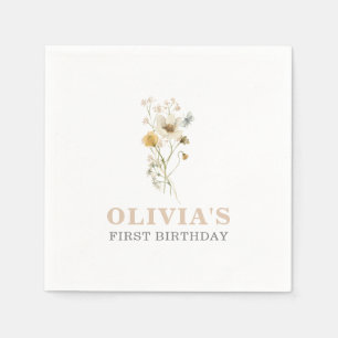 Serviette En Papier Élégant jardin bohème fleur sauvage Premier Annive