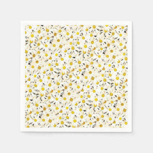 Serviette En Papier Elégant Jaune Blanc Modèle de la nature