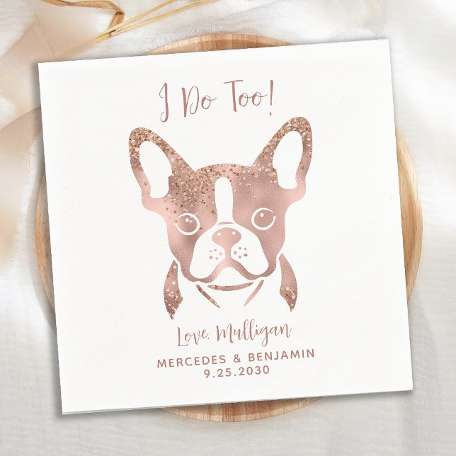 Serviette En Papier Élégant je fais trop Rose français Bulldog Mariage (Créateur téléchargé)