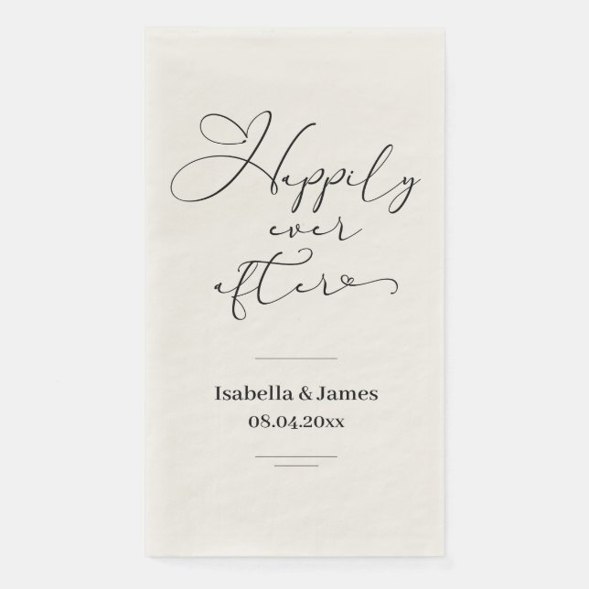 Serviette En Papier Élégant Joyeux Jamais Après Mariage Romantique (Devant)