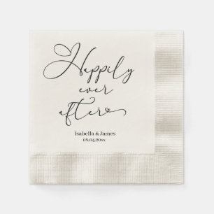Serviette En Papier Elégant Joyeux Jamais Après Romantique Ecru Mariag