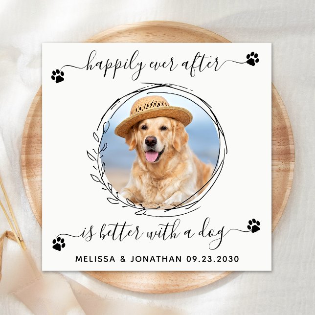 Serviette En Papier Élégant Joyeux Jour après Pet Photo Chien Mariage (Créateur téléchargé)