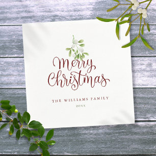 Serviette En Papier Élégant Joyeux Noël Gui Fête de fin d'année