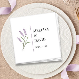Serviette En Papier Élégant Lavande Floral Mariage Cocktail Napkin