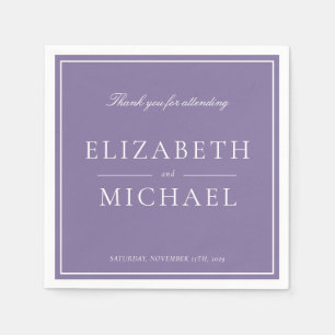 Serviette En Papier Élégant Lavender Lavender Classic Script Mariage