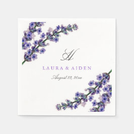 Serviette En Papier Élégant Lavender Monogram Mariage Napkin