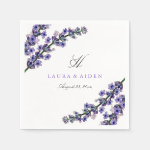 Serviette En Papier Élégant Lavender Monogram Mariage Napkin
