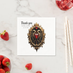 Serviette En Papier Élégant luxueux emblème du coeur.