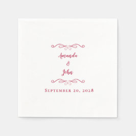 Serviette En Papier Élégant Magenta Red Classic Mariage