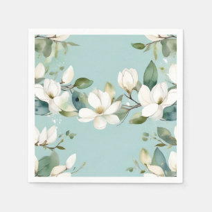 Serviette En Papier Elégant Magnolia et Garland verdoyant