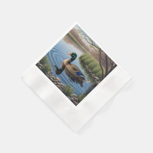 Serviette En Papier Elégant Mallard Graceful Sur Paisible Country Pond