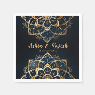 Serviette En Papier Élégant Mandala Mariage Napkins or