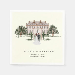 Serviette En Papier Elégant Manoir De Pays   Mariage campagnard de ran