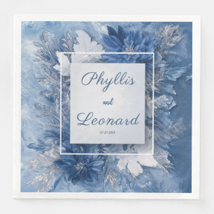 Serviette En Papier Elégant marbre bleu Mariage Napkin