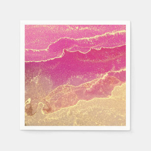 Serviette En Papier Élégant marbre rose et or