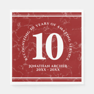 Serviette En Papier Élégant marbre rouge 10 ans de travail Anniversair
