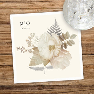 Serviette En Papier Élégant Mariage à la crème Flore Chic Earthy