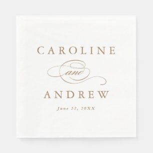 Serviette En Papier Élégant mariage à l'encre dorée