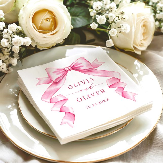 Serviette En Papier Élégant Mariage à mâchoire douce rose (Créateur téléchargé)