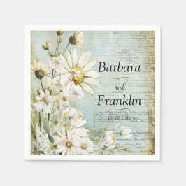 Serviette En Papier Élégant Mariage blanc de marguerite