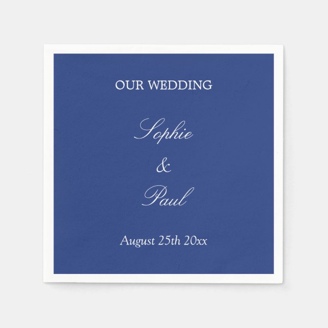 Serviette En Papier Élégant Mariage bleu foncé (Devant)