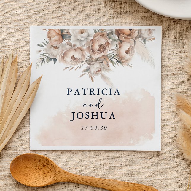 Serviette En Papier Élégant Mariage Boho rustique Napkin (Créateur téléchargé)