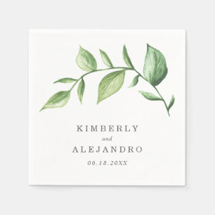 Serviette En Papier Élégant Mariage botanique de verdure