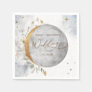 Serviette En Papier Élégant mariage Céleste Lune et Stars serviettes