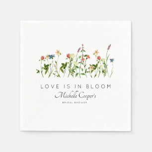 Serviette En Papier Élégant Mariage Champêtre avec Fleurs Sauvages