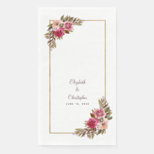 Serviette En Papier Elégant mariage Couple Aquarelle Floral Dîner