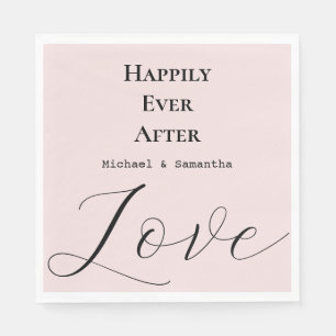 Serviette En Papier Élégant Mariage d'amour bleu rose