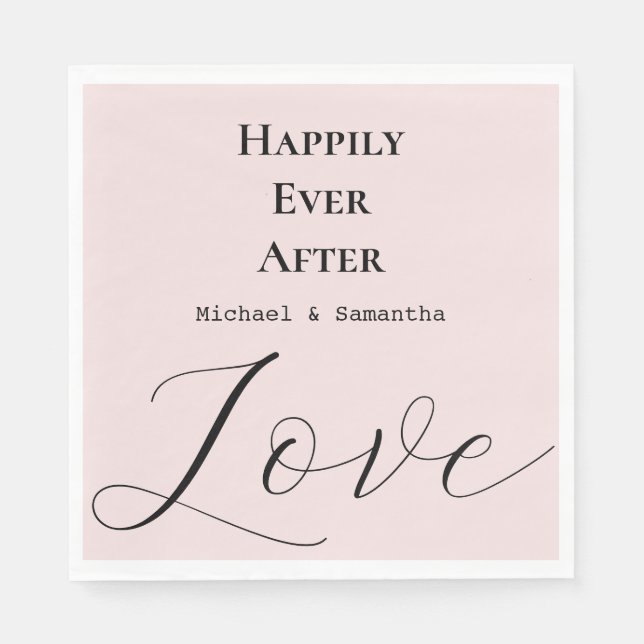 Serviette En Papier Élégant Mariage d'amour bleu rose (Devant)