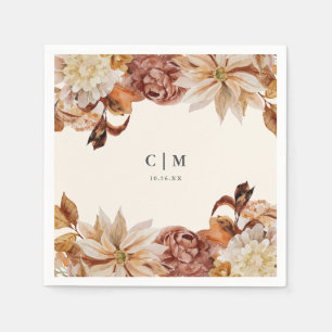 Serviette En Papier Elégant Mariage d'aquarelle d'automne Carré